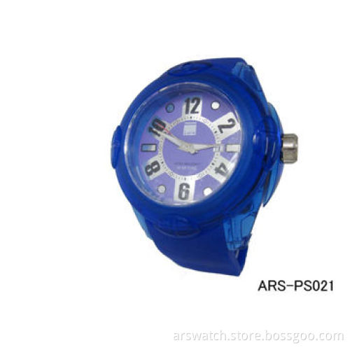Silicone strap plastic watches in Japan quartz movement, CE & RoHS certificates